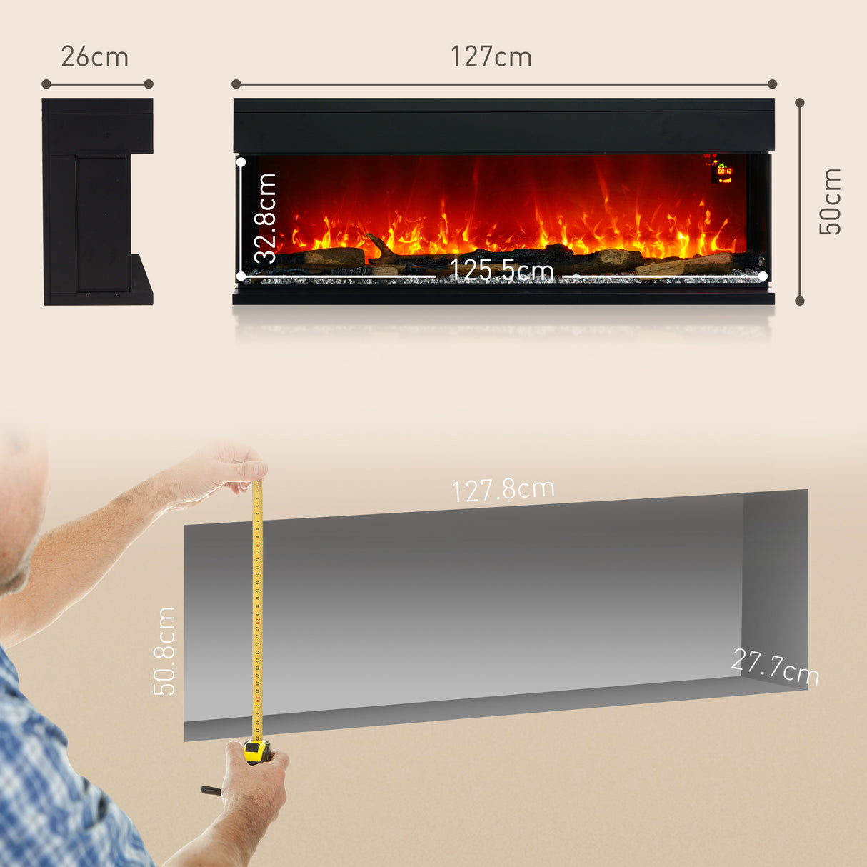 easycomfort easycomfort camino elettrico da incasso e parete 1800w con fiamme colorate led regolabili temperatura fino 40c nero