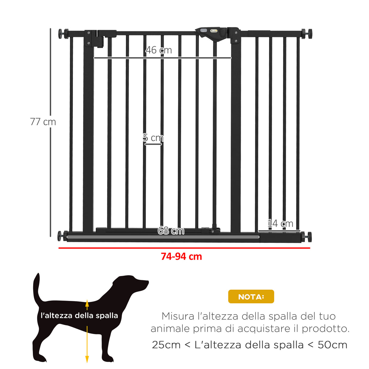 easycomfort easycomfort cancellino per cani regolabile con chiusura automatica in acciaio e plastica 74 100x77 cm nero