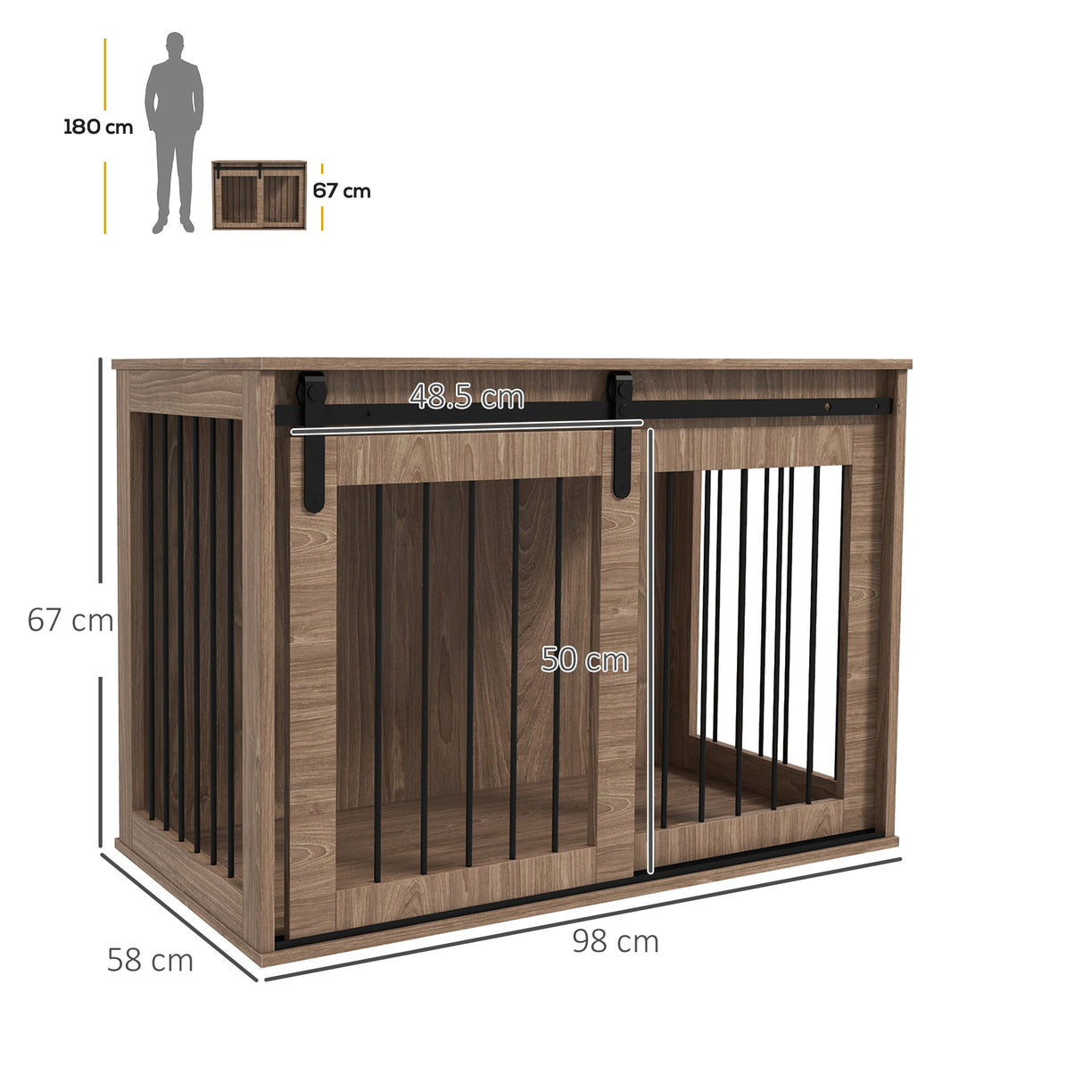 easycomfort easycomfort casetta per cani grandi con porta scorrevole per interno in legno 98x58x61cm marrone