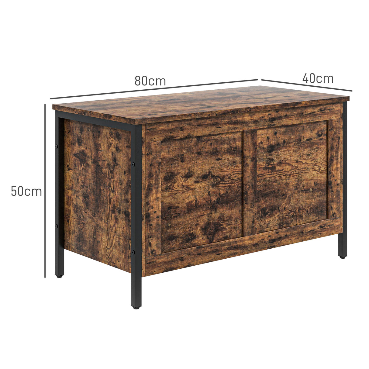 easycomfort easycomfort cassapanca in legno da 95l stile industriale con coperchio e cerniera di sicurezza 80x40x49cm marrone