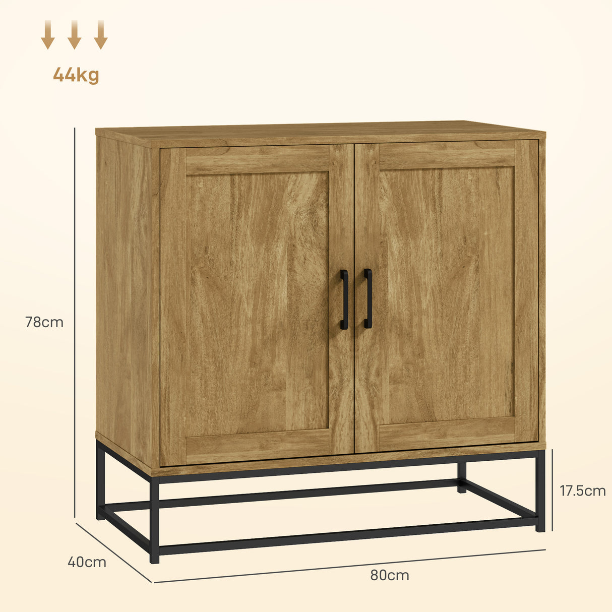 easycomfort easycomfort credenza da soggiorno a 2 livelli con ripiano regolabile in legno e acciaio 80x40x78 cm marrone e nero