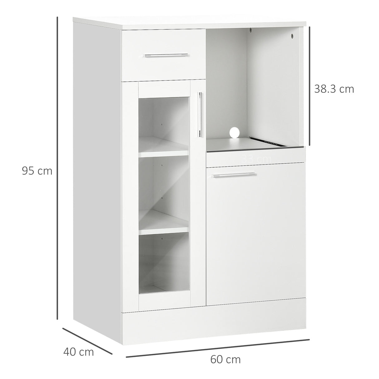 easycomfort easycomfort credenza moderna con armadietti e cassetto in legno e vetro 60x40x95cm bianco