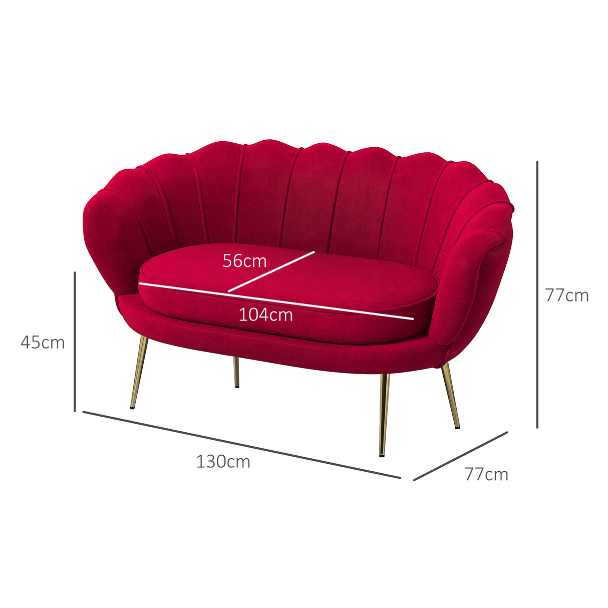 easycomfort easycomfort divanetto 2 posti in stile industrial chic in tessuto effetto velluto e metallo 130x77x77 cm rosso scuro