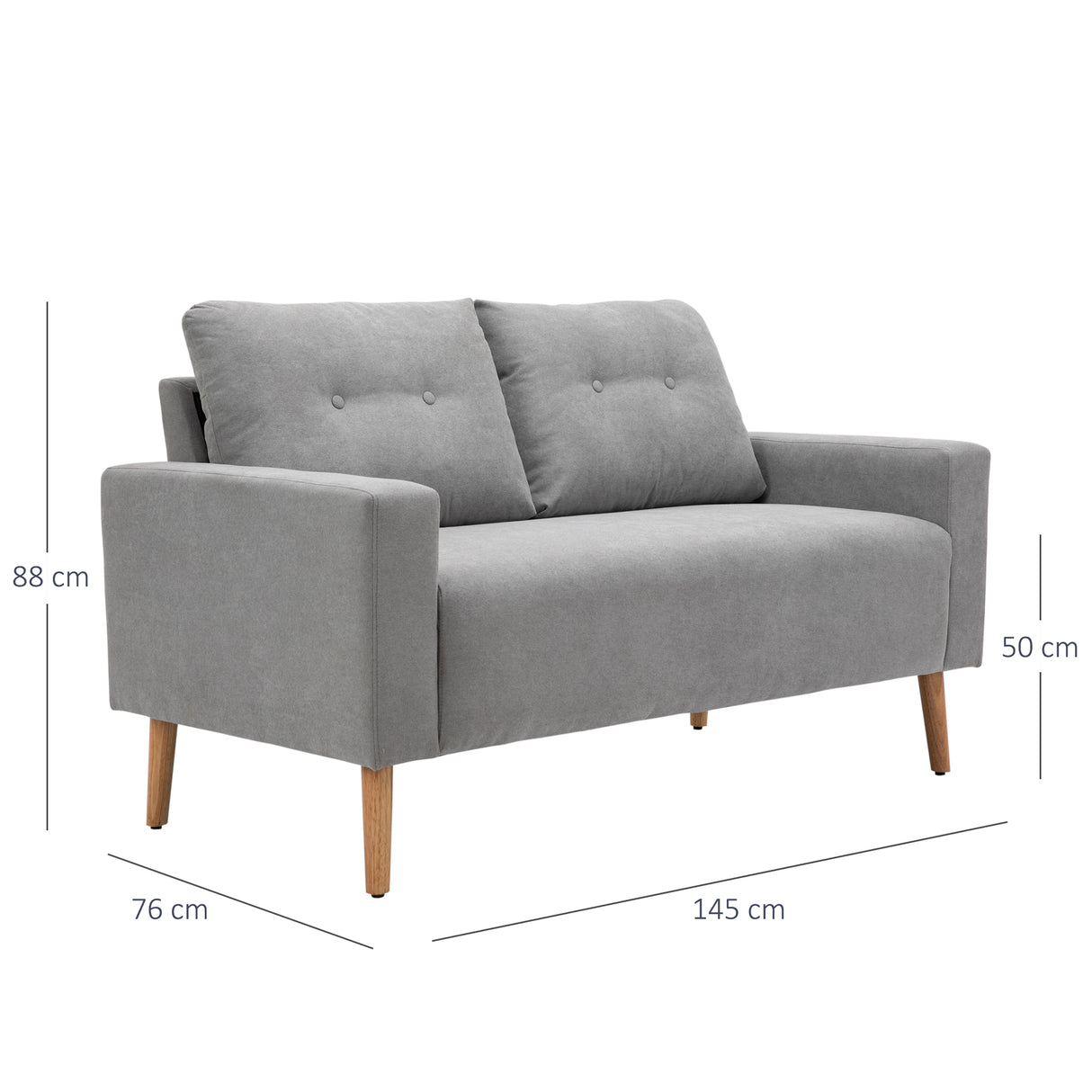 easycomfort easycomfort divano 2 posti moderno in stile nordico con schienale trapuntato in poliestere e legno 145x76x88 cm grigio chiaro ean 8054144135021