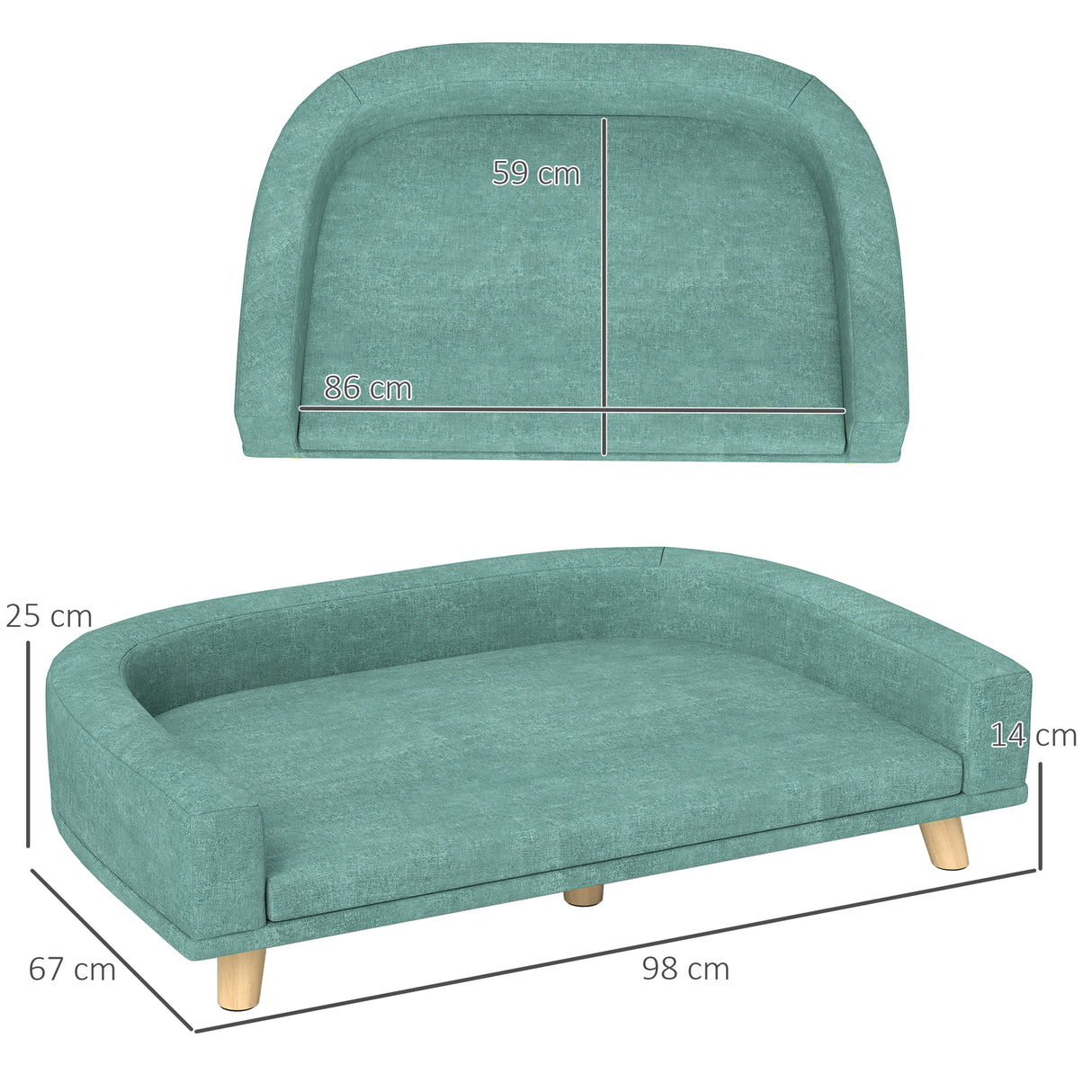 easycomfort easycomfort divano per cani di taglia grande con gambe rialzate e cuscino sfoderabile 98x67x25 cm verde chiaro