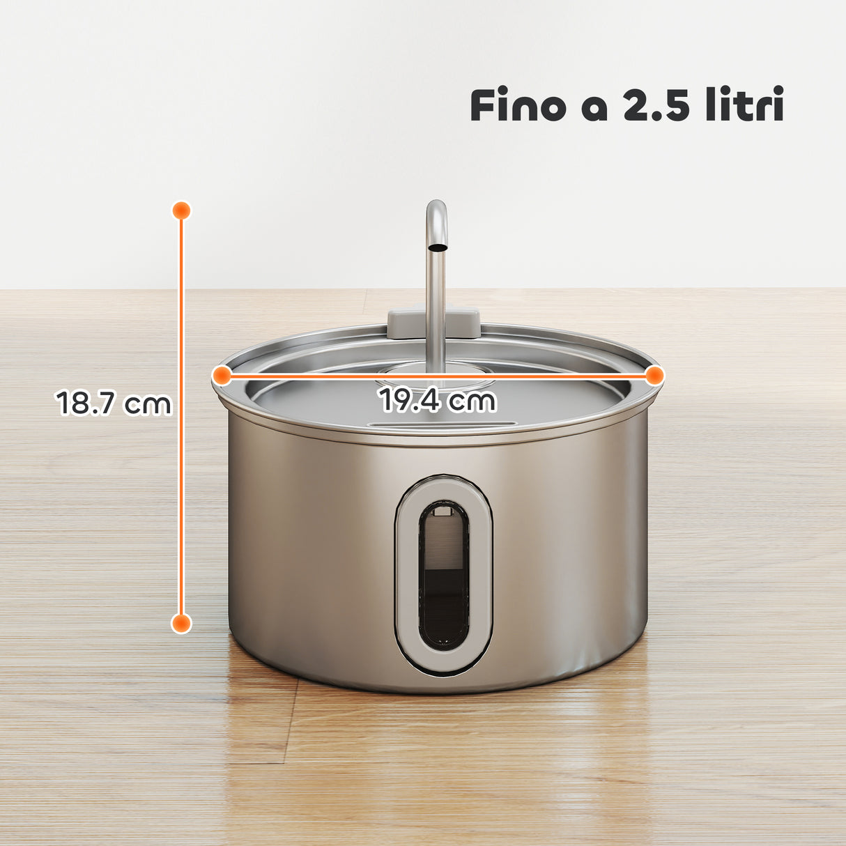 easycomfort easycomfort fontanella per gatto 2 5l con luce led e 2 modalita di flusso in acciaio inox 19 4x19 4x18 7 cm argento