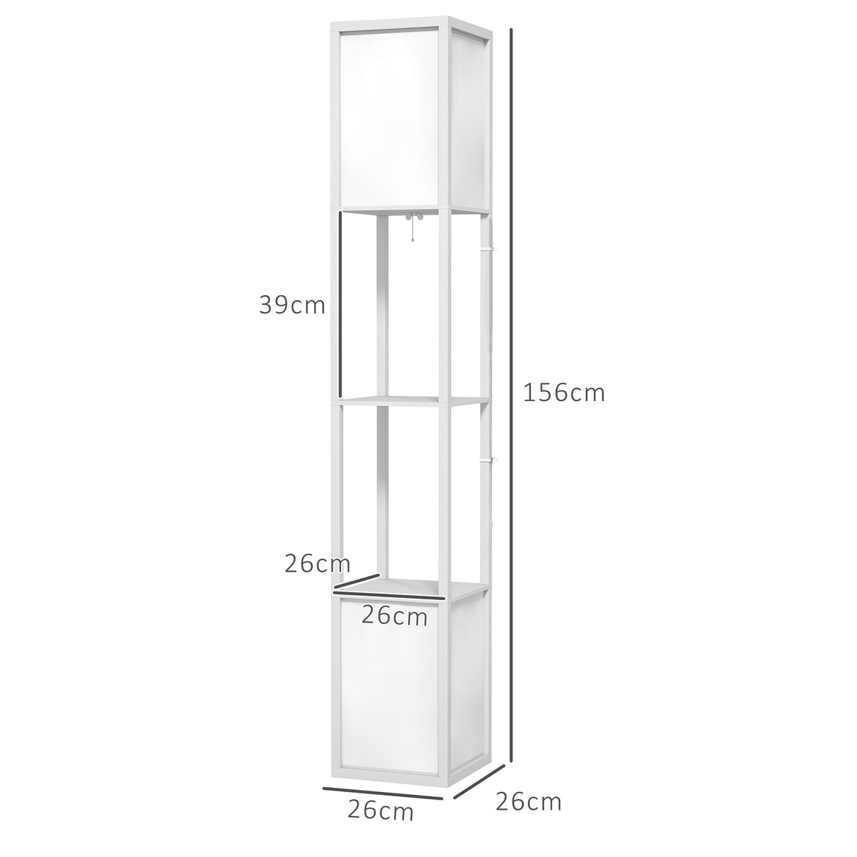 easycomfort easycomfort lampada da terra moderna con 2 paralumi e 2 ripiani per lampadine e27 max 40w 26x26x156 cm bianco