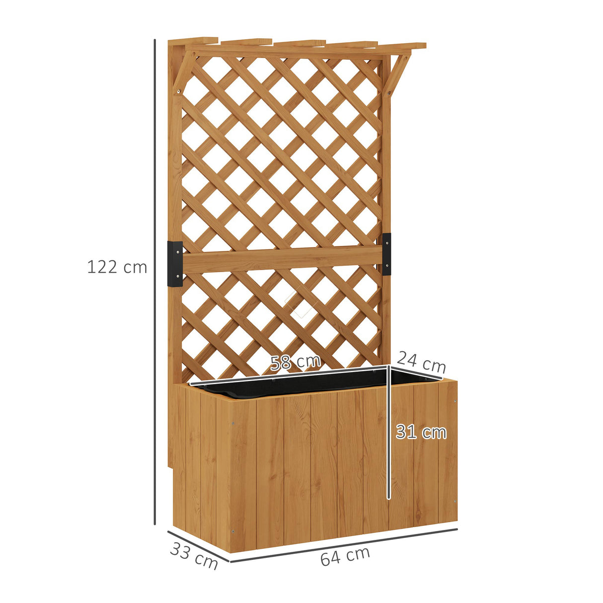 easycomfort easycomfort letto per orto rialzato con traliccio per rampicanti e pergola superiore 64x33x122 cm legno