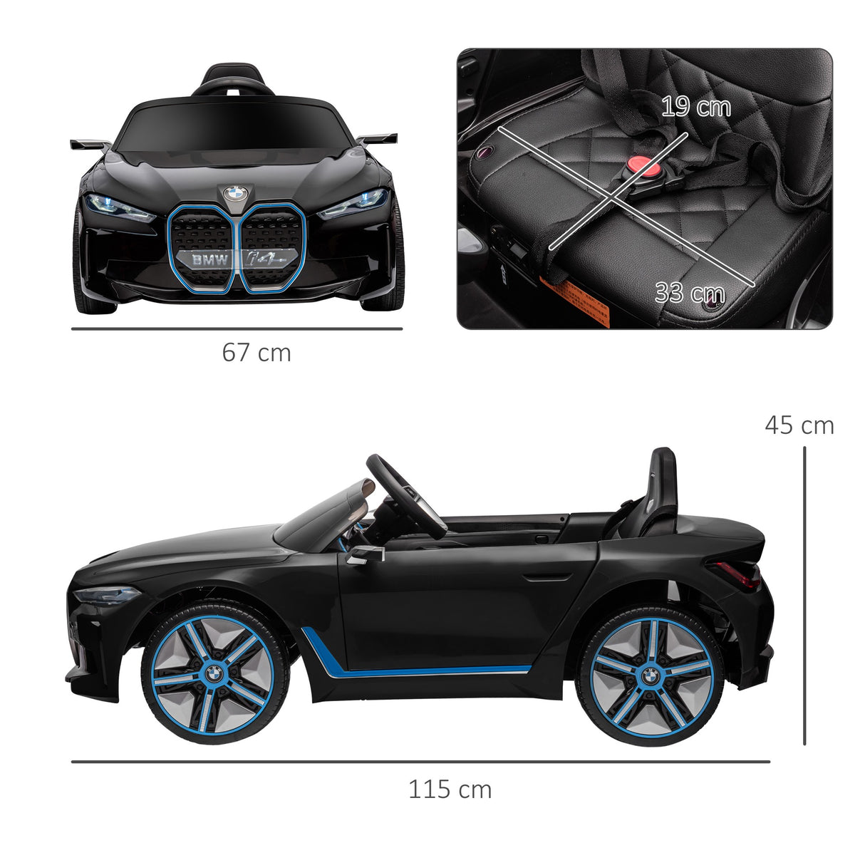 easycomfort easycomfort macchina elettrica per bambini 3 6 anni con licenza bmw con telecomando clacson e fari 115x67x45 cm nera