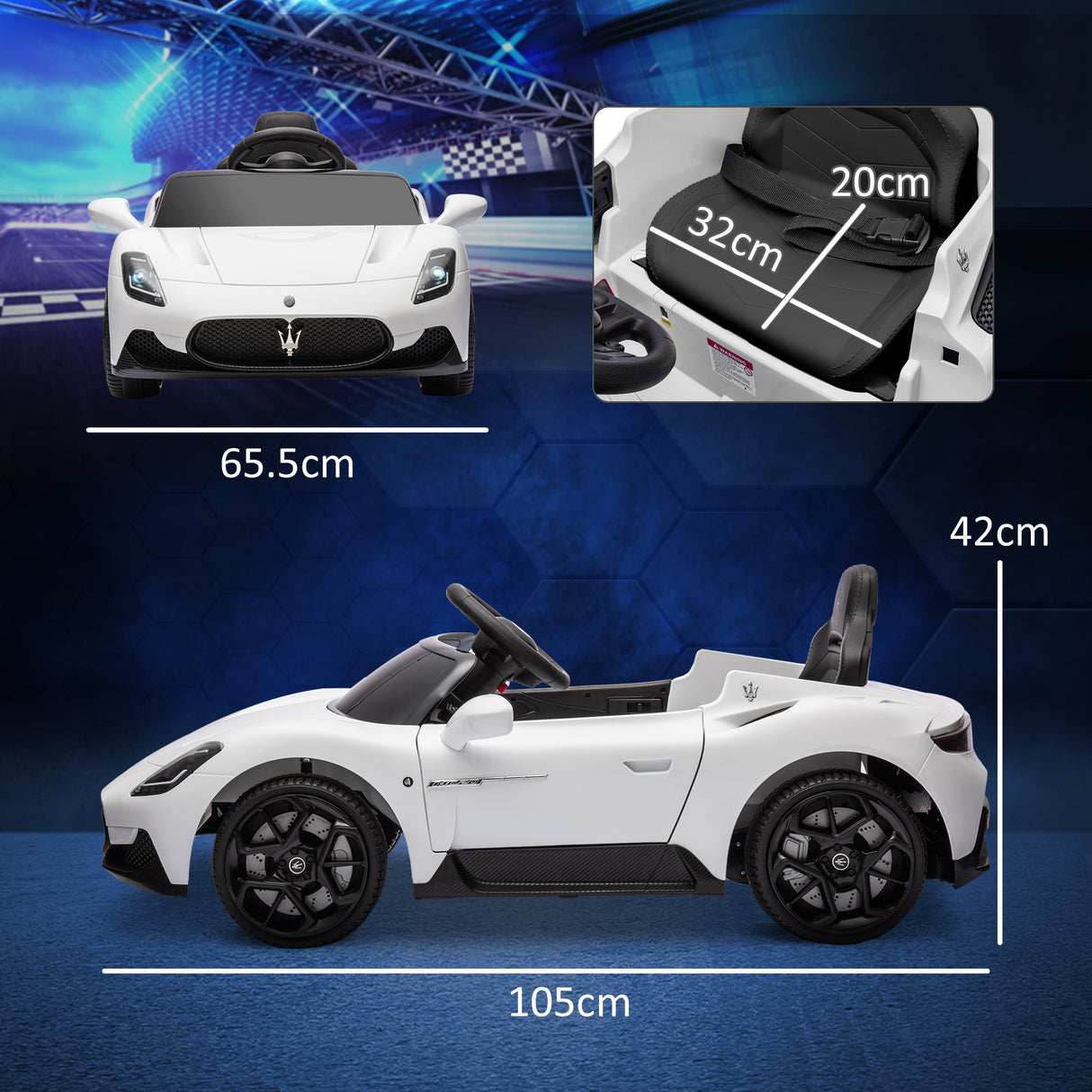 easycomfort easycomfort macchina per bambini 3 6 anni con guida manuale e musica integrata auto maserati mc20 con telecomando e led 3 5 kmh bianco