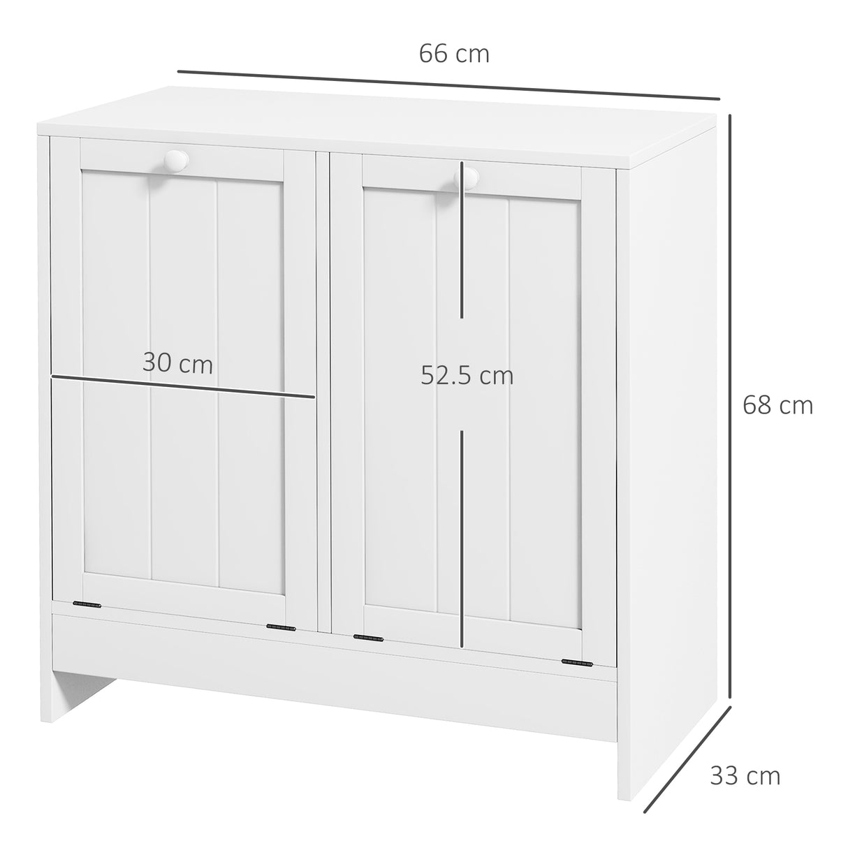 easycomfort easycomfort mobile portabiancheria con 2 scomparti a ribalta in legno 66x33x68cm bianco