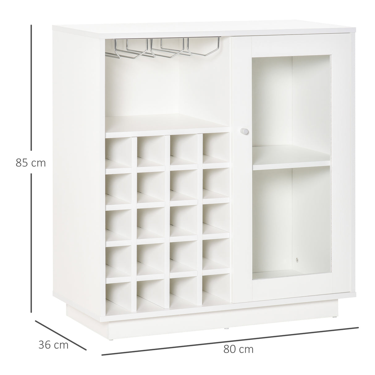 easycomfort easycomfort mobiletto portabottiglie vini con porta calici e armadietto capacita 20 bottiglie 80x36x85 cm bianco