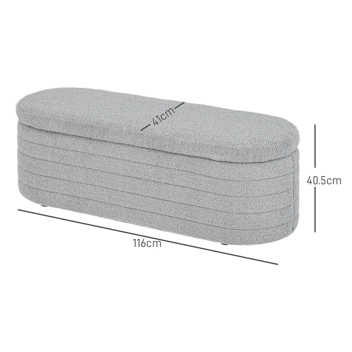 easycomfort easycomfort panca fondo letto in tessuto teddy con vano contenitore 116x41x40 5cm grigio chiaro