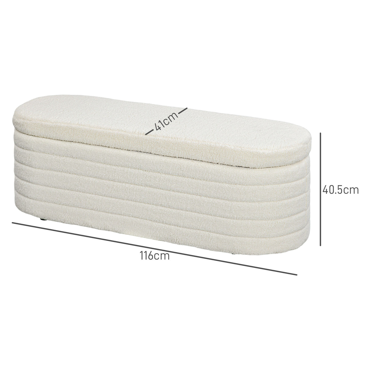 easycomfort easycomfort panca fondo letto in tessuto teddy con vano contenitore per ingresso e camera 116x41x40 5cm crema