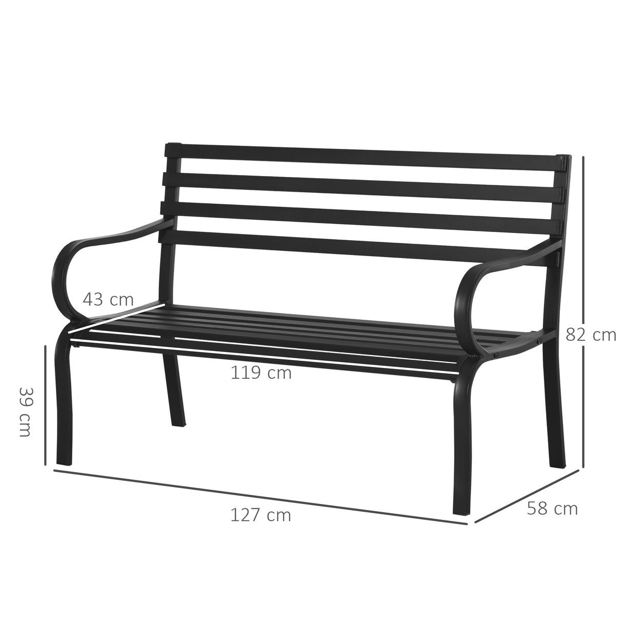 easycomfort easycomfort panchina da esterno in metallo impermeabile nero panca da giardino a due posti 127 x 62 x 82cm max 240kg