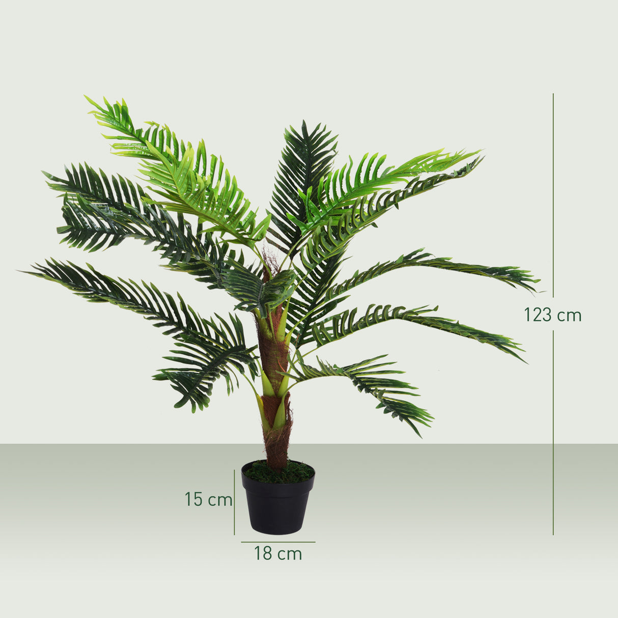 easycomfort easycomfort pianta artificiale palma cycas alta 123cm per interno ed esterno con vaso incluso