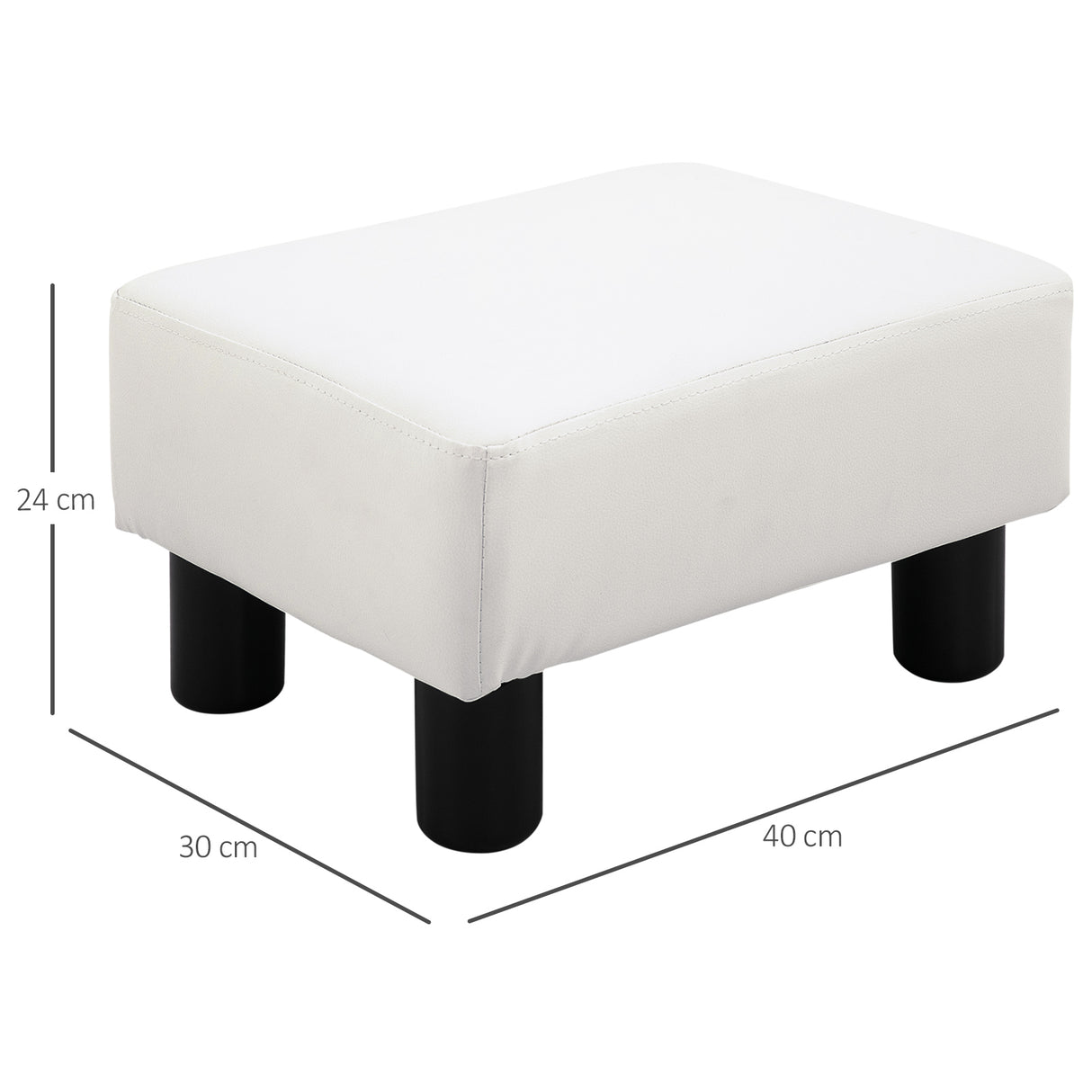 easycomfort easycomfort poggiapiedi rettangolare imbottito e rivestito in finta pelle bianca per soggiorno e ingresso 40x30x24 cm