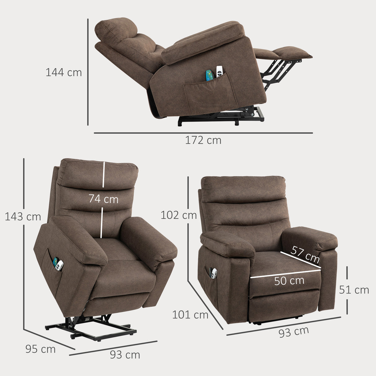 easycomfort easycomfort poltrona alzapersona reclinabile massaggiante e riscaldante con doppio motore marrone scuro