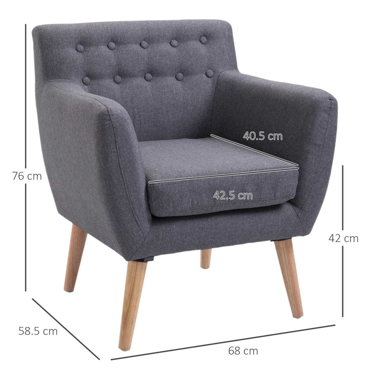 easycomfort easycomfort poltrona imbottita moderna poltroncina da camera soggiorno con braccioli tessuto legno 68 58 5 76cm grigio chiaro ean 8055776915784