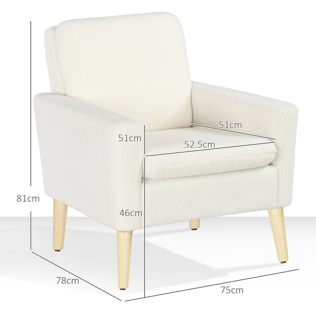 easycomfort easycomfort poltrona per salotto imbottita poltrona moderna in pile e legno 75x78x81 cm bianco crema