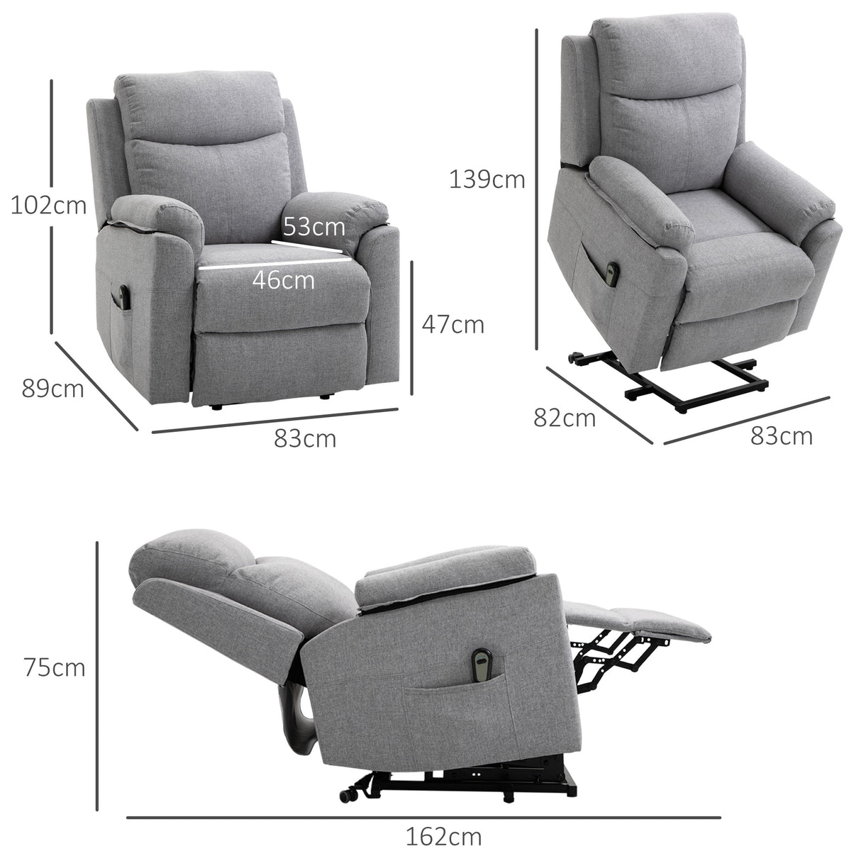 easycomfort easycomfort poltrona relax alzapersona elettrica reclinabile con telecomando e poggiapiedi in tessuto grigio chiaro