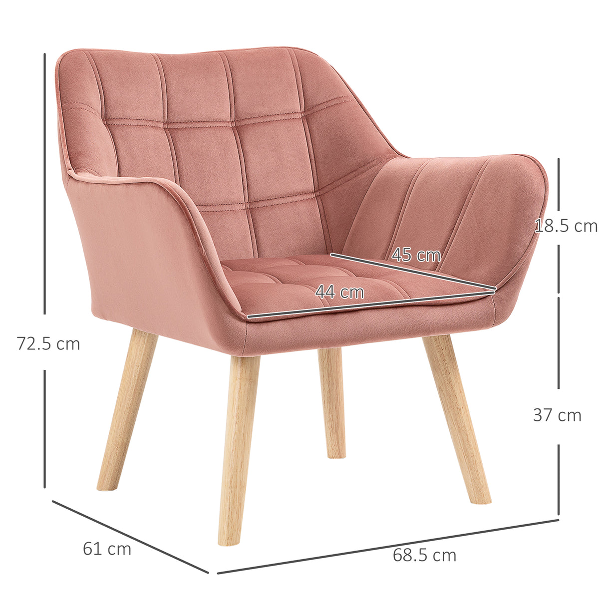 easycomfort easycomfort poltroncina stile nordico in legno ed effetto velluto rosa per soggiorno o ufficio 67x61 5x71 cm
