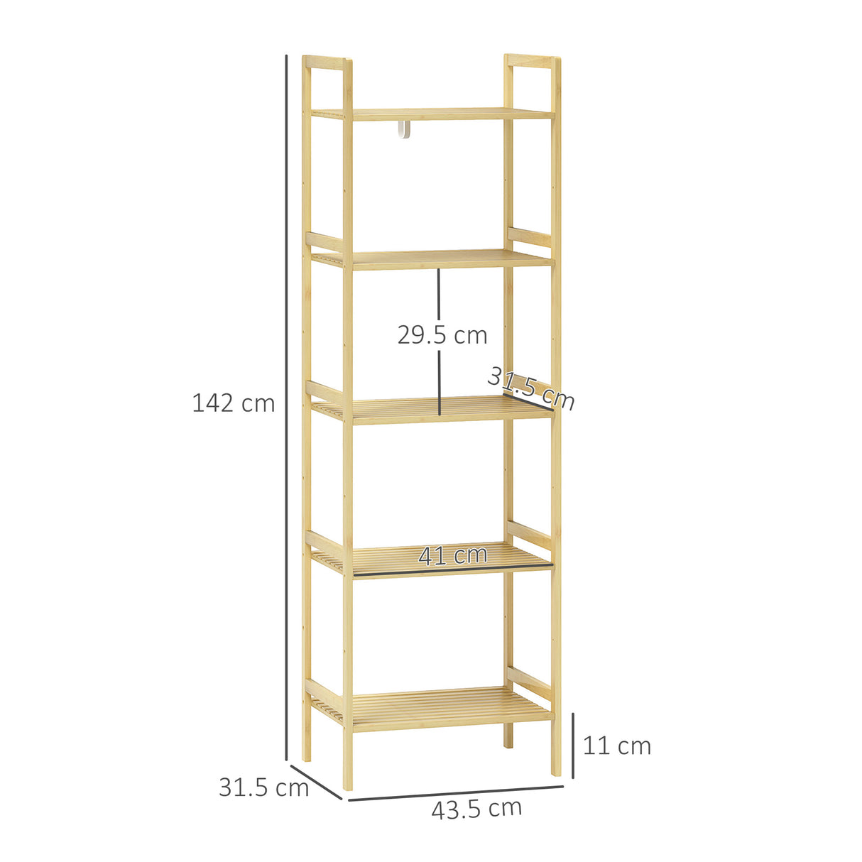 easycomfort easycomfort scaffale bagno a 5 ripiani regolabili in altezza in bambu 43 5x31 5x142 cm legno naturale