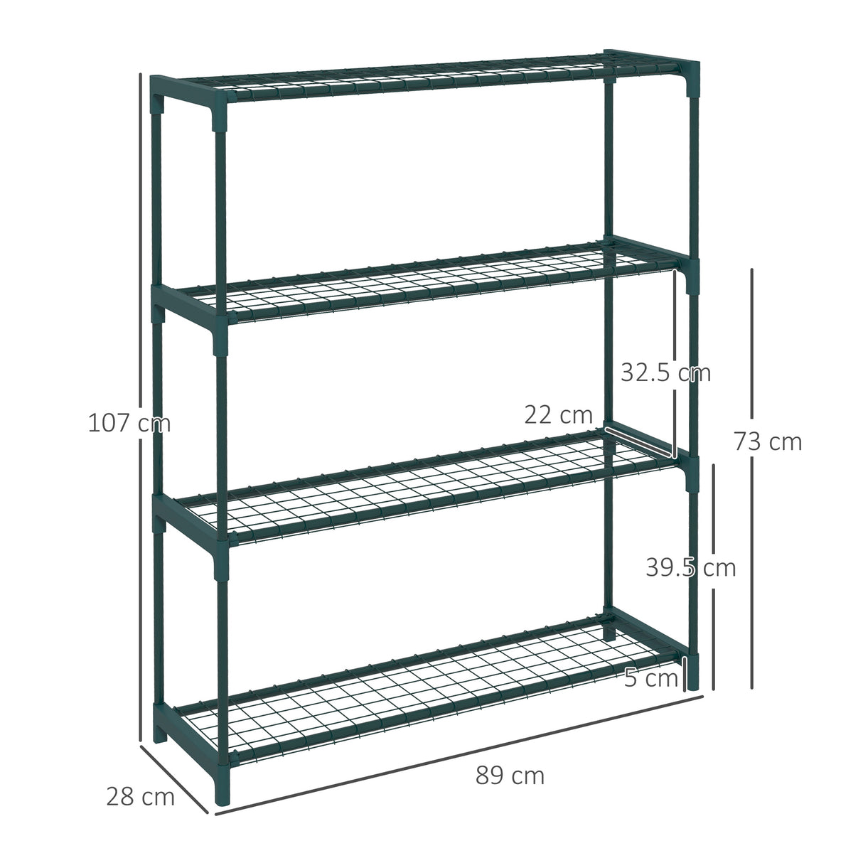 easycomfort easycomfort scaffale porta piante a 4 livelli da esterno e interno in acciaio 89x28x107cm verde