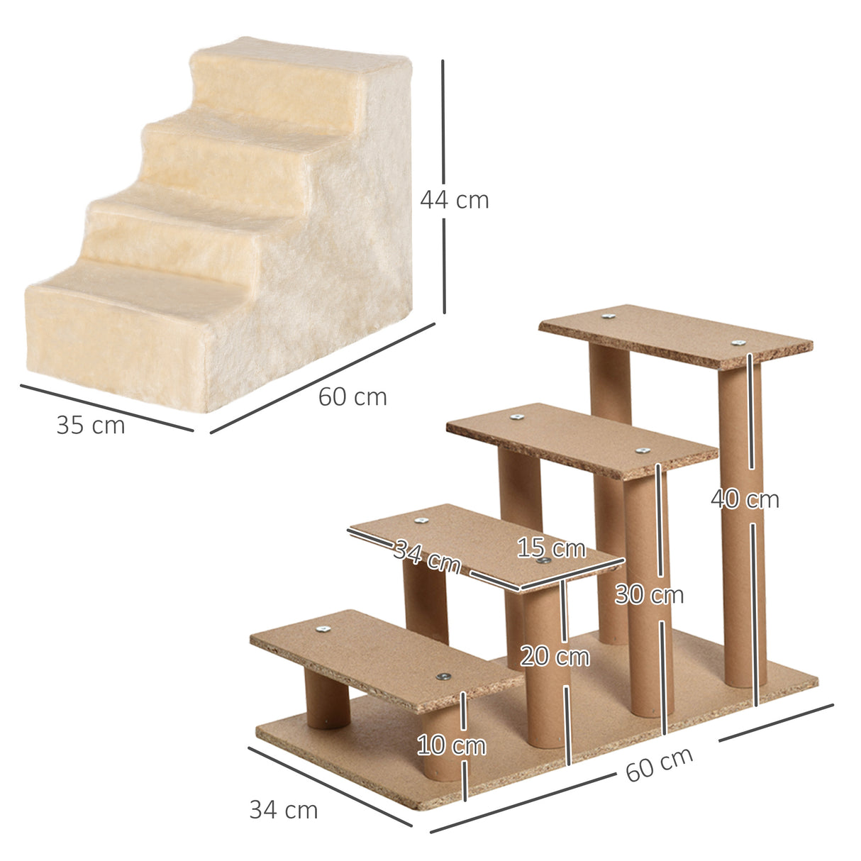 easycomfort easycomfort scaletta per cani portatile a 4 gradini in flanella sfoderabile e truciolato 60x35x44 cm beige
