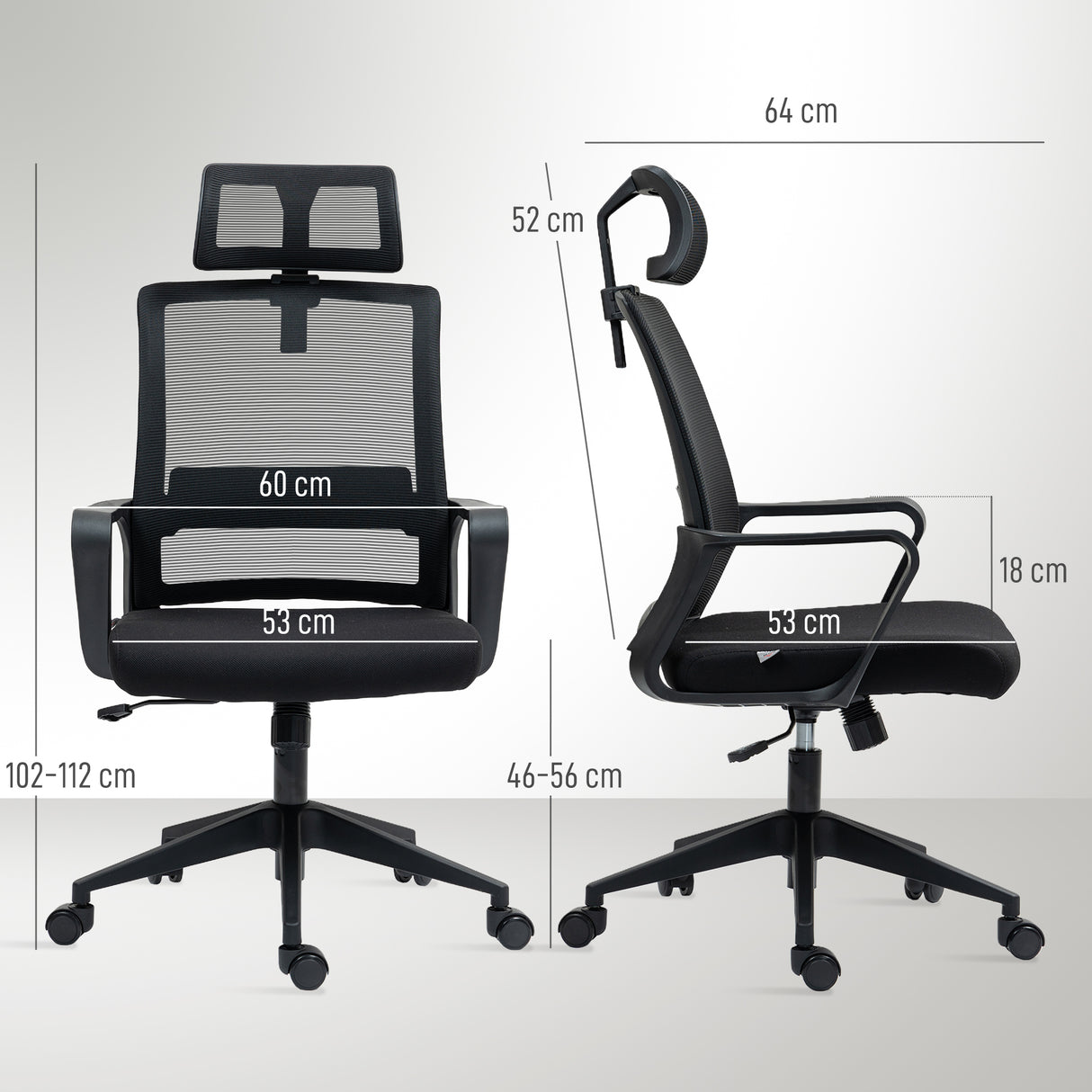 easycomfort easycomfort sedia da ufficio ergonomica con poggiatesta e altezza regolabili funzione dondolo e ruote nero