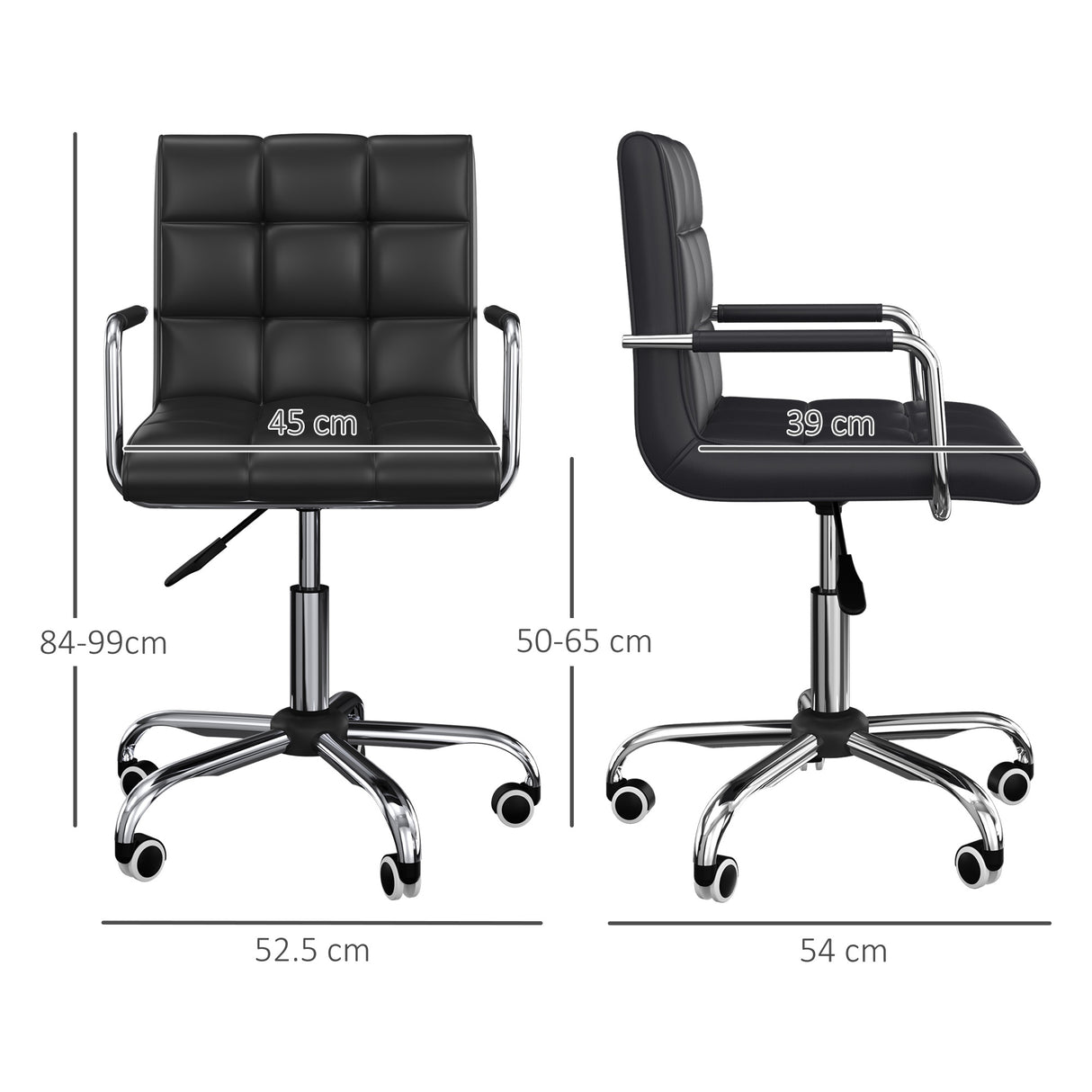 easycomfort easycomfort sedia da ufficio ergonomica in pelle pu nero sedia da studio con 5 ruote girevoli imbottitura e altezza regolabile 52 5x54x84 99cm ean 8054144135267
