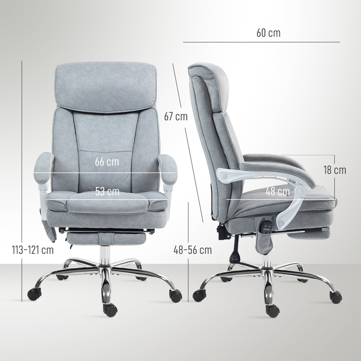 easycomfort easycomfort sedia da ufficio massaggiante e riscaldata con schienale reclinabile e poggiapiedi estraibile grigio