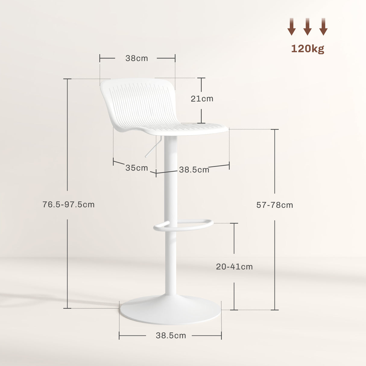 easycomfort easycomfort set 2 sgabelli da bar con schienale girevoli e con altezza regolabile polipropilene bianco