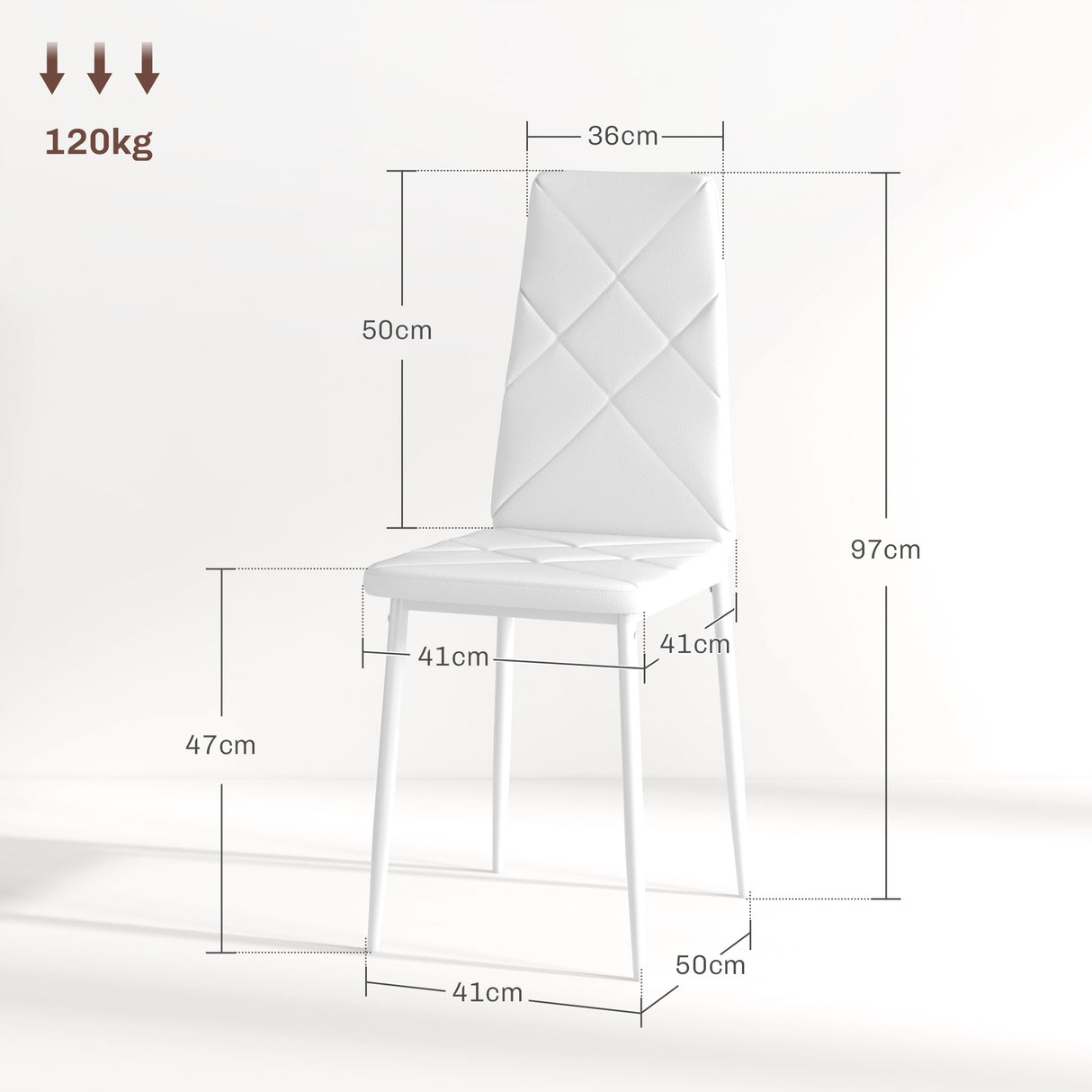 easycomfort easycomfort set di 2 sedie da pranzo moderne con schienale alto in finta pelle e acciaio 41x50x97 cm bianco