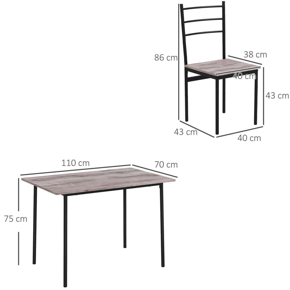 easycomfort easycomfort set tavolo e sedie 5 pezzi salvaspazio con tavolo da cucina rettangolare e 4 sedie moderne in mdf e acciaio