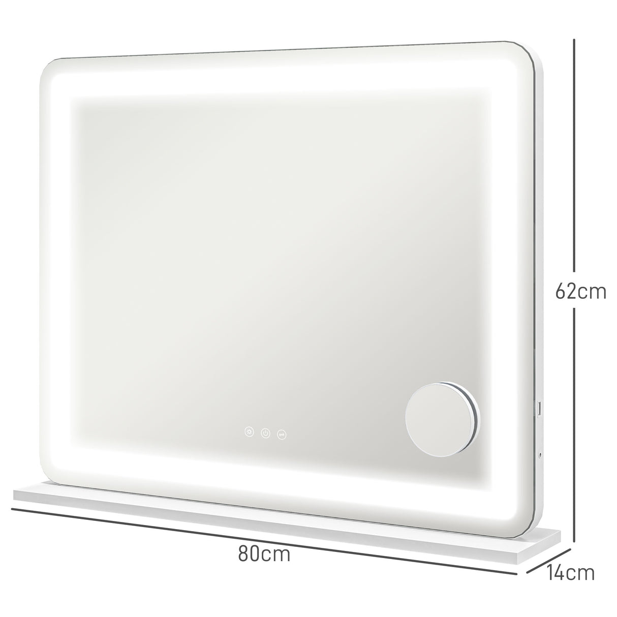 easycomfort easycomfort specchio per trucco con led regolabili ingranditore 10x presa usb e comandi touch 80x62x14cm