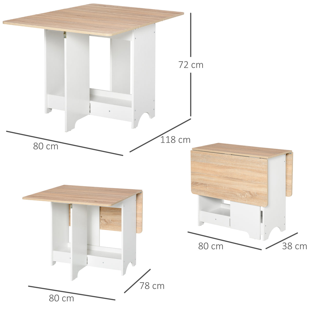 easycomfort easycomfort tavolo consolle a ribalta con vano mensola tavolino da salotto e cucina tavolo a ribalta pieghevole salvaspazio color legno e bianco 118x80x72cm ean 8054144135571