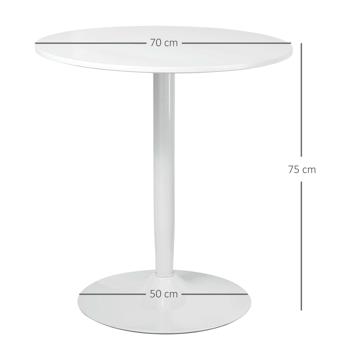 easycomfort easycomfort tavolo rotondo moderno per 2 persone in mdf e acciaio 70x75cm bianco