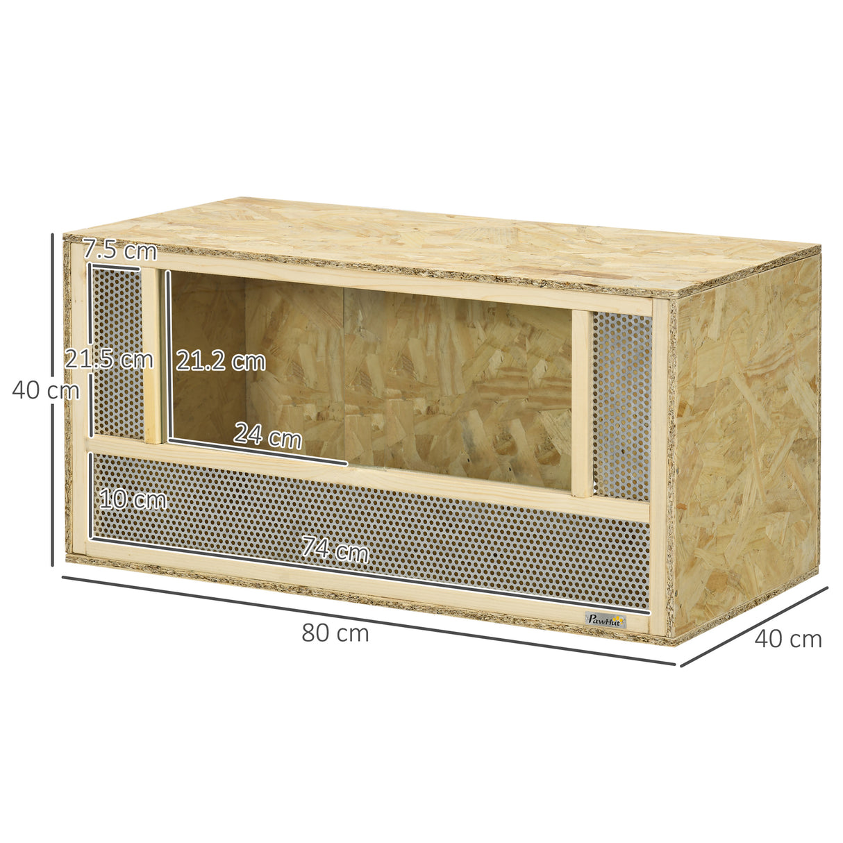 easycomfort easycomfort terrario per rettili in legno con porte in vetro scorrevoli e pannelli in rete 40x80x40 cm