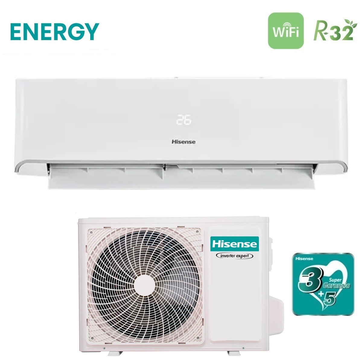 hisense climatizzatore condizionatore hisense inverter serie energy 12000 btu tq35xe0cg qe35xv2xw r 32 wi fi integrato classe aa