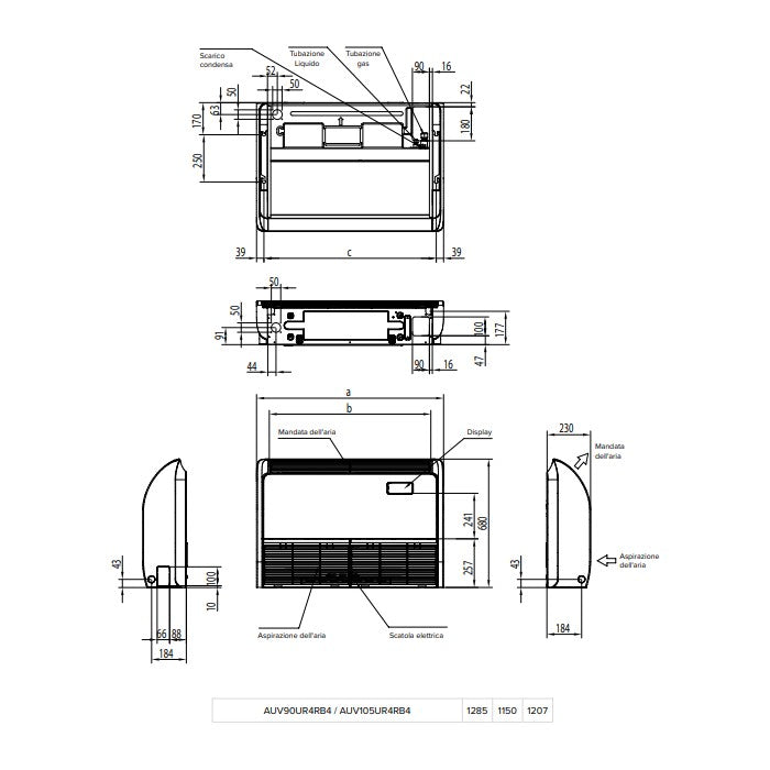 hisense climatizzatore inverter hisense 30000 btu soffittopavimento unita interna auv90ur4rb4