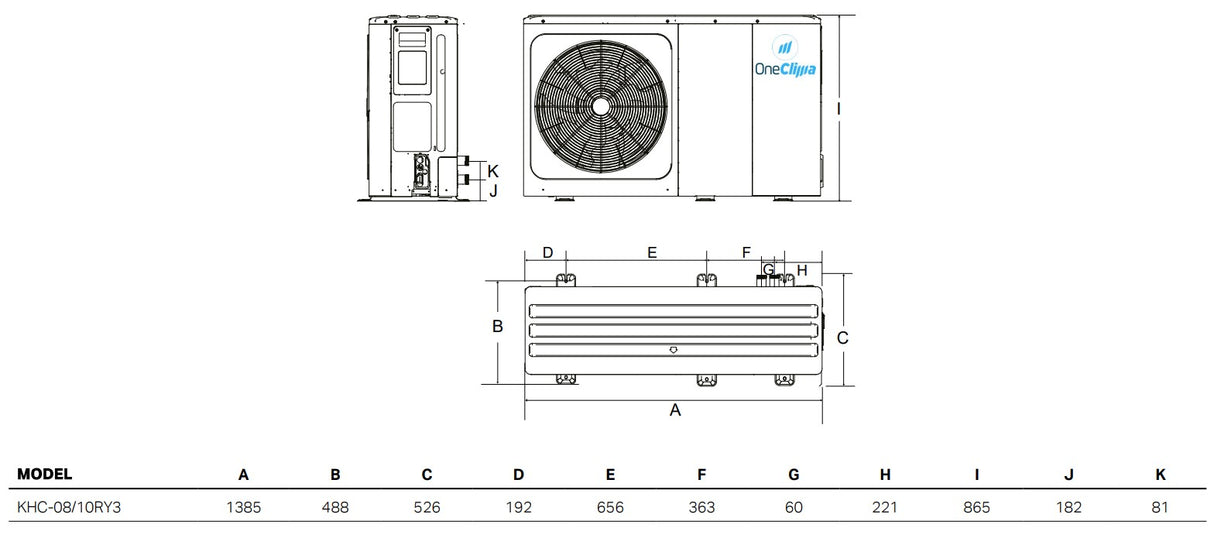 oneclima pompa di calore aria acqua monoblocco inverter oneclima khc 10ry1 b r 32 con comando incluso