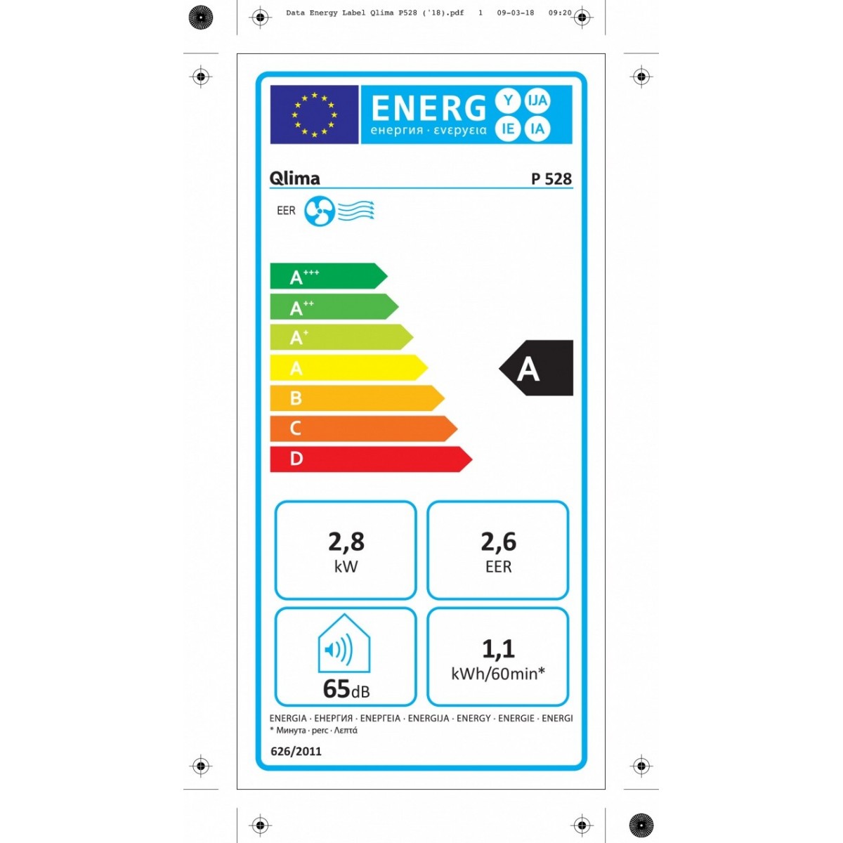 qlima condizionatore portatile qlima p528 9000 btu wifi classe a ean 8713508777337