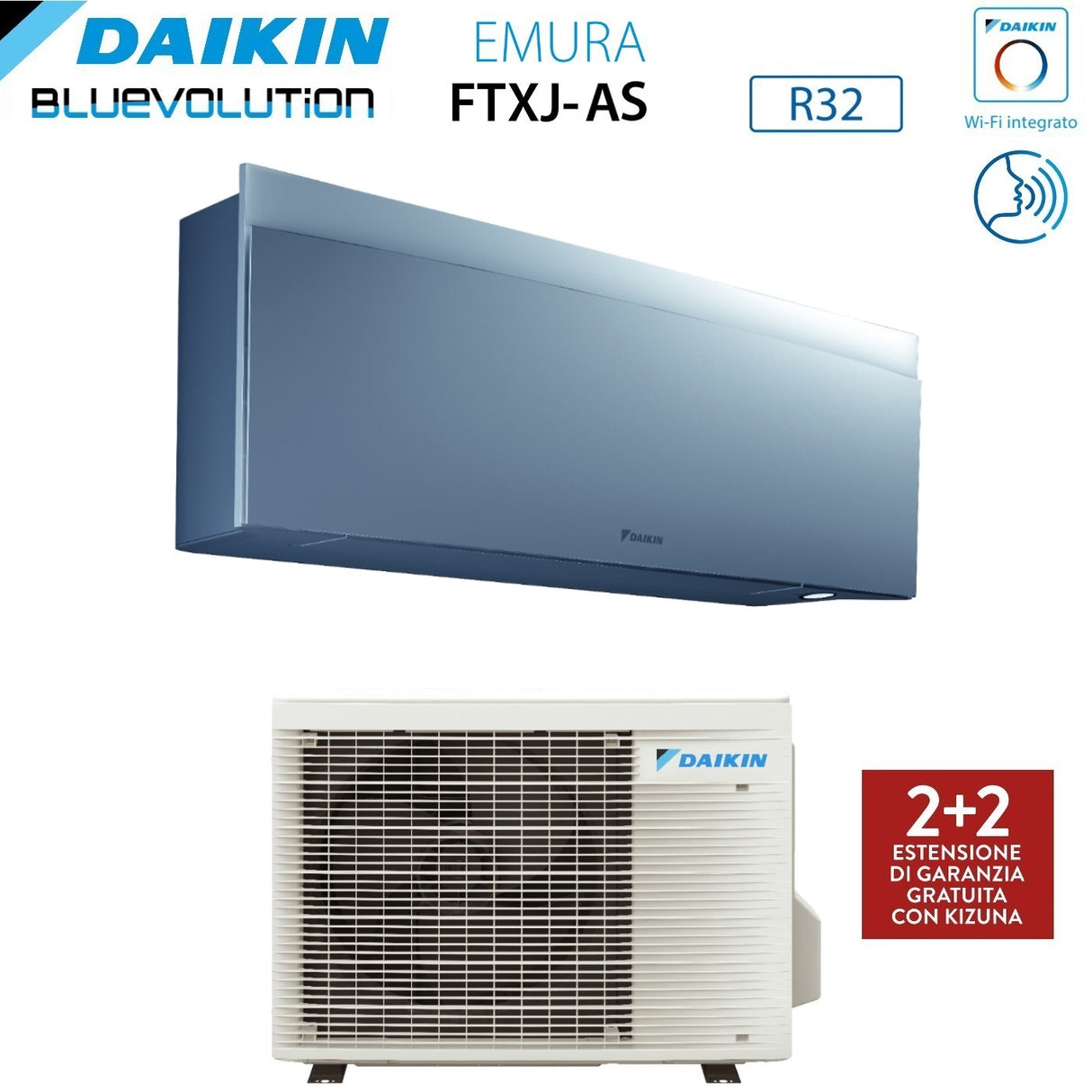 climatizzatore condizionatore daikin bluevolution inverter serie emura silver 7000 btu ftxj20as r 32 wi fi integrato classe a___ garanzia italiana novita