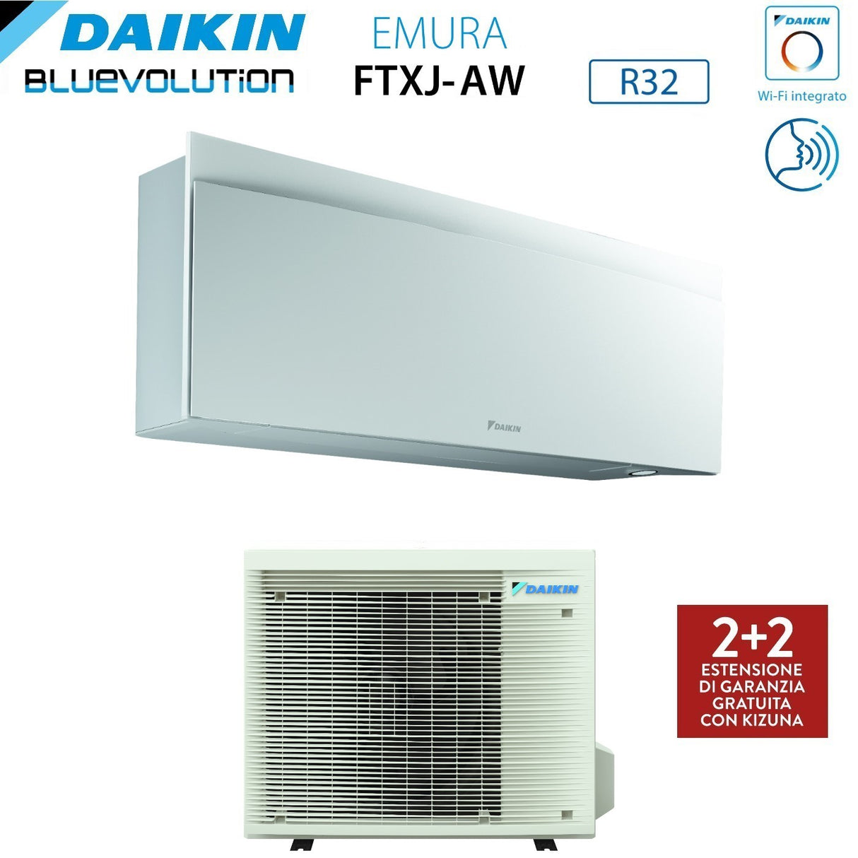 climatizzatore condizionatore daikin bluevolution inverter serie emura white 18000 btu ftxj50aw r 32 wi fi integrato classe a__ garanzia italiana novita