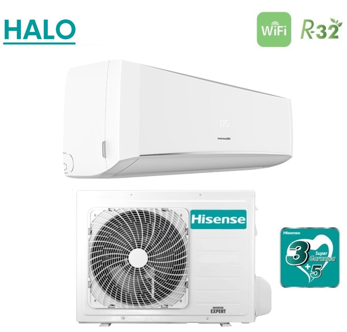 climatizzatore condizionatore hisense inverter serie halo 12000 btu cbmr1205g + cbmr1205w r 32 wi fi optional a++ a+