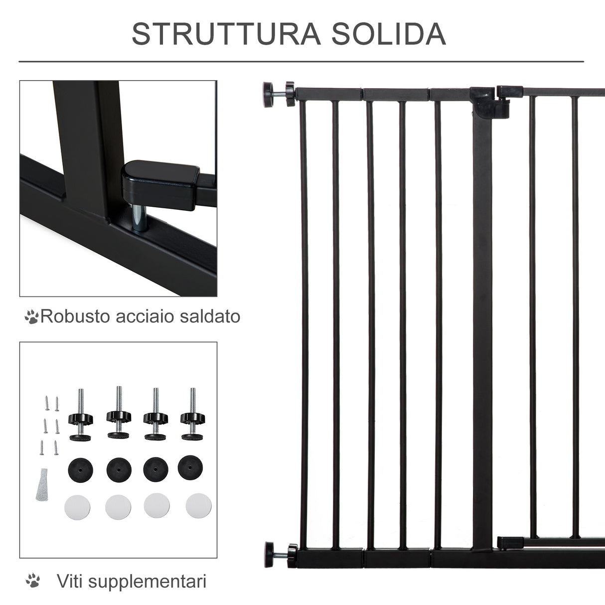 easycomfort easycomfort cancelletto per cani estensibile con viti e ampia apertura in metallo e plastica 76 107x76 cm nero