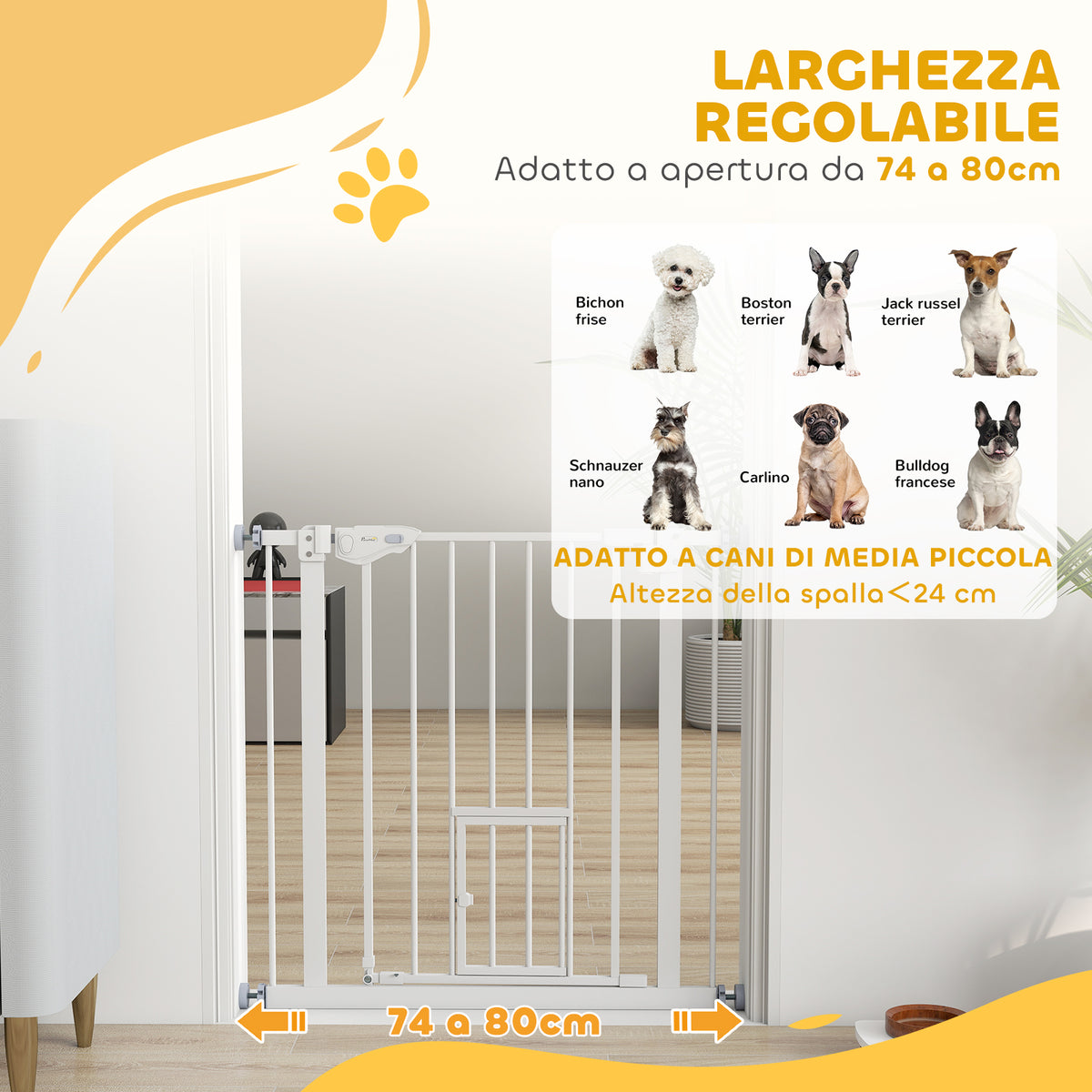 easycomfort easycomfort cancellino per cani con porta piccola montaggio a pressione e chiusura automatica 74 80x76 2cm bianco