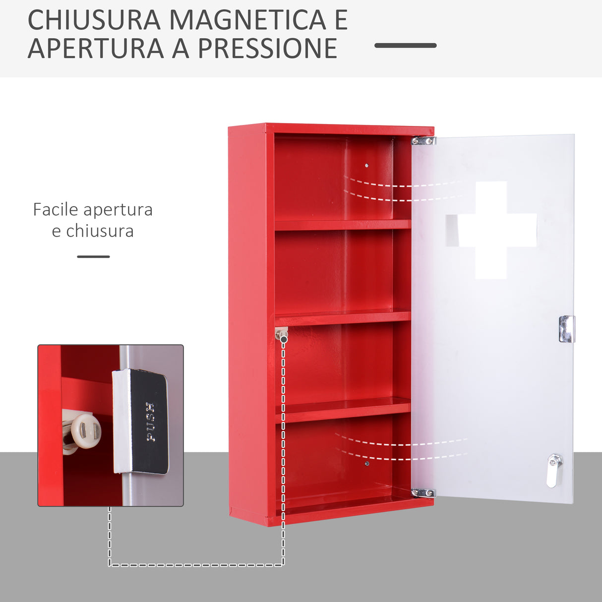 easycomfort easycomfort cassetta porta medicine armadietto medicinali 4 livelli porta in vetro 603012cm rosso ean 8054111840521