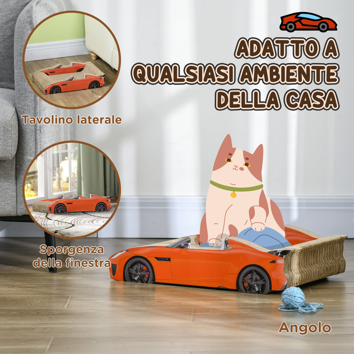 easycomfort easycomfort cuccia per gatti tiragraffi a forma di auto con trattamento ad erba gatta in cartone ondulato 50x30x12 5 cm rosso